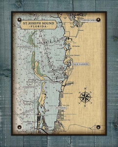 St Joseph Sound - Dunedin, Palm Harbor and Tarpon Springs - Nautical Chart On 100% Linen