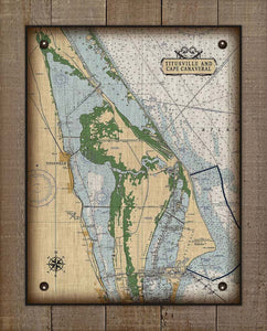 Cape Canaveral And Titusville Nautical Chart On 100% Natural Linen