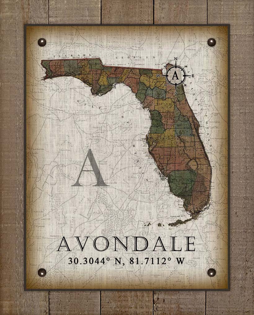 Avondale Florida Vintage Design - On 100% Natural Linen