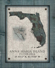 Load image into Gallery viewer, Anna Maria Island Florida Vintage Design Board Mounted Canvas Print
