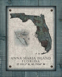 Anna Maria Island Florida Vintage Design On 100% Natural Linen