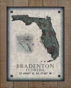 Bradenton Florida Vintage Design On 100% Natural Linen