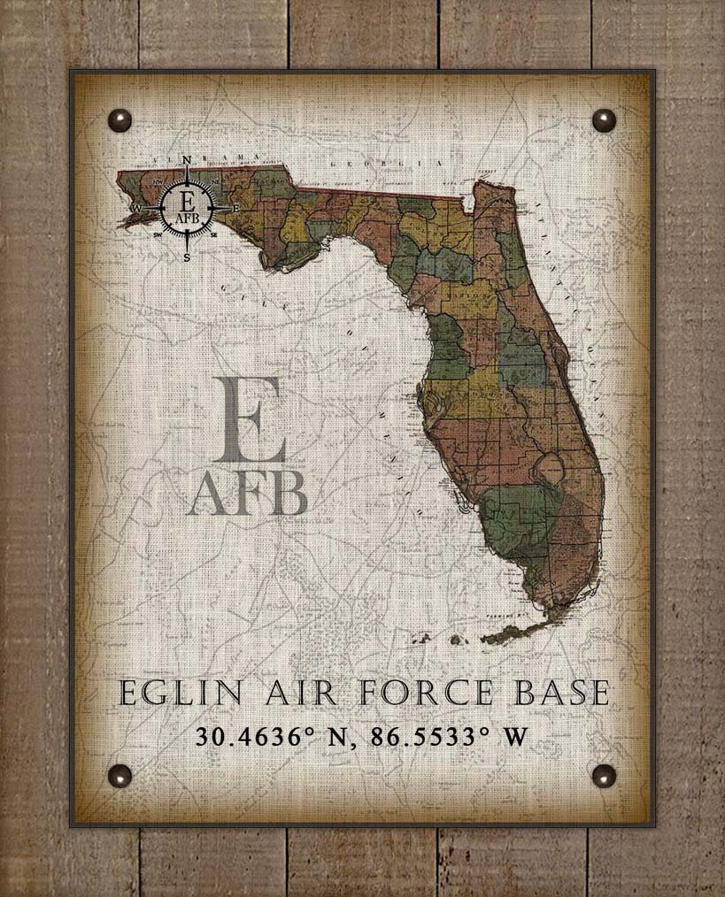 Eglin Air Force Base Florida Vintage Design On 100% Natural Linen