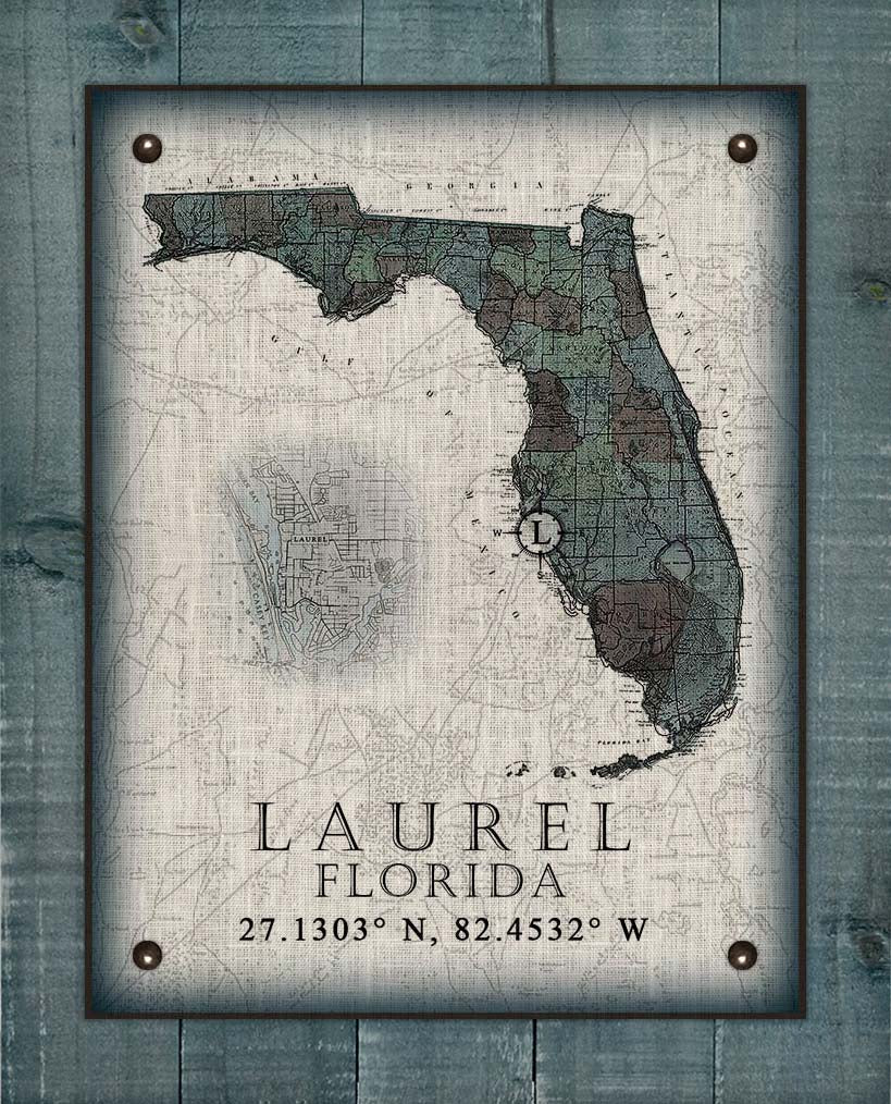Laurel Florida Vintage Design On 100% Natural Linen