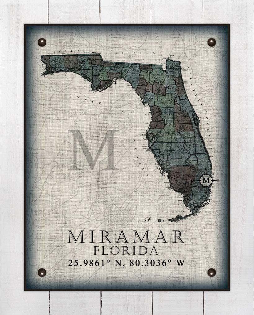 Miramar Florida Vintage Design On 100% Natural Linen