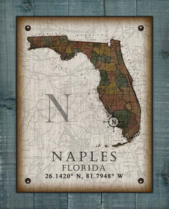 Naples Florida Vintage Design On 100% Natural Linen