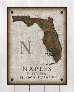 Naples Florida Vintage Design On 100% Natural Linen