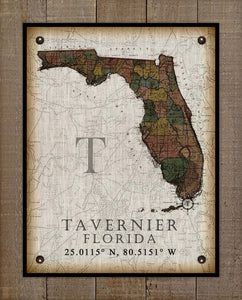Tavernier Florida Vintage Design On 100% Natural Linen