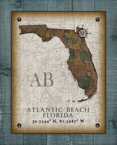 Atlantic Beach Florida Vintage Design On 100% Natural Linen