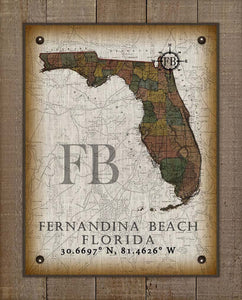 Fernandina Beach Florida Vintage Design On 100% Natural Linen