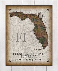 Fleming Island Florida Vintage Design On 100% Natural Linen