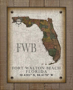 Fort Walton Beach Florida Vintage Design On 100% Natural Linen