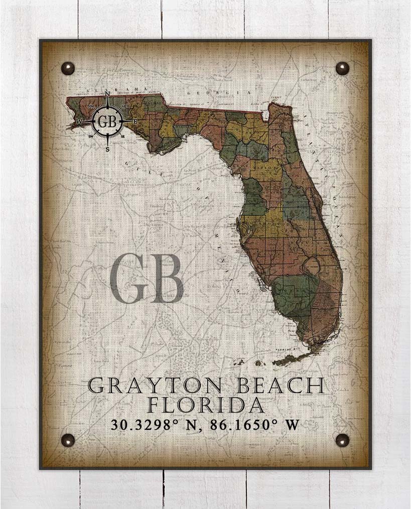 Grayton Beach Florida Vintage Design On 100% Natural Linen