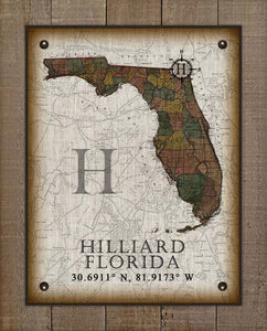 Hilliard Florida Vintage Design Board Mounted Canvas Print