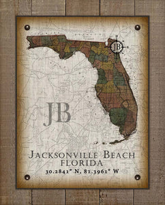Jacksonville Beach Florida Vintage Design On 100% Natural Linen