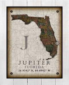 Jupiter Florida Vintage Design On 100% Natural Linen