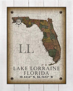 Lake Lorraine Florida Vintage Design On 100% Natural Linen