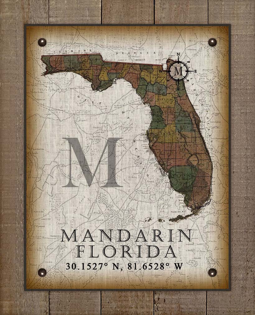 Mandarin Florida Vintage Design On 100% Natural Linen