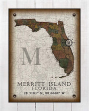 Load image into Gallery viewer, Merritt Island Florida Vintage Design Board Mounted Canvas Print
