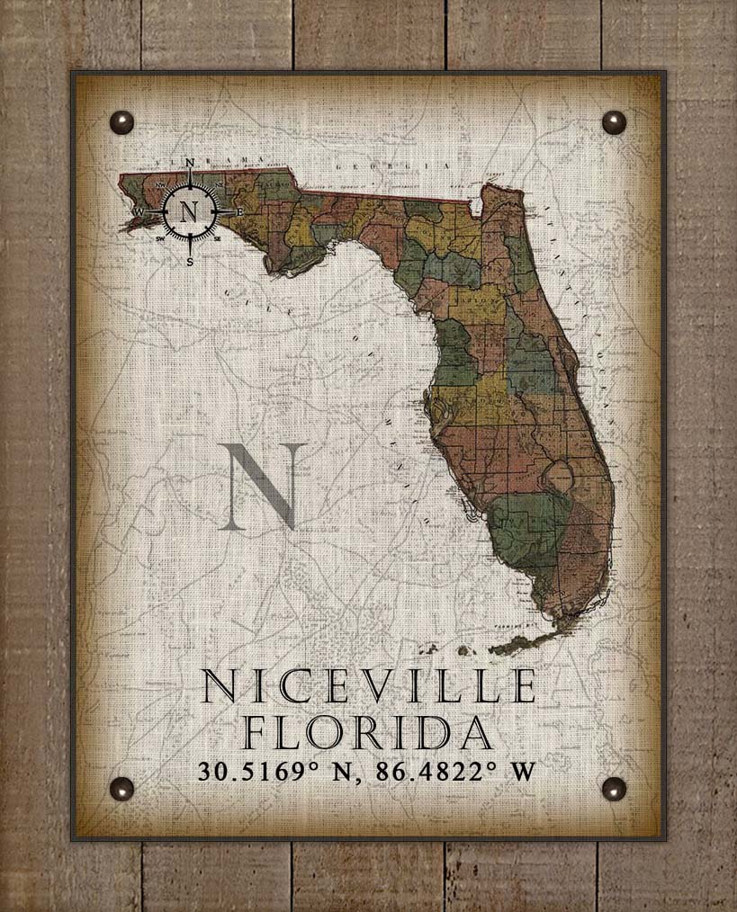 Niceville Florida Vintage Design On 100% Natural Linen