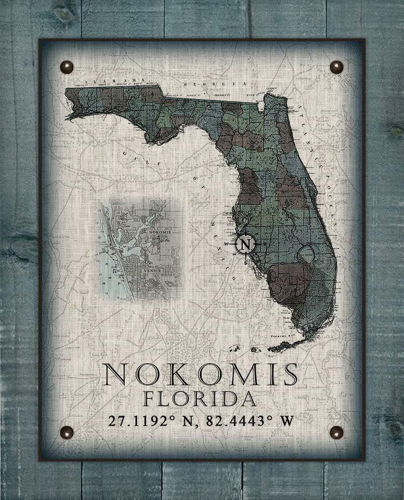 Nokomis Florida Vintage Design On 100% Natural Linen
