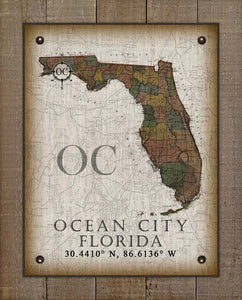 Ocean City Florida Vintage Design On 100% Natural Linen