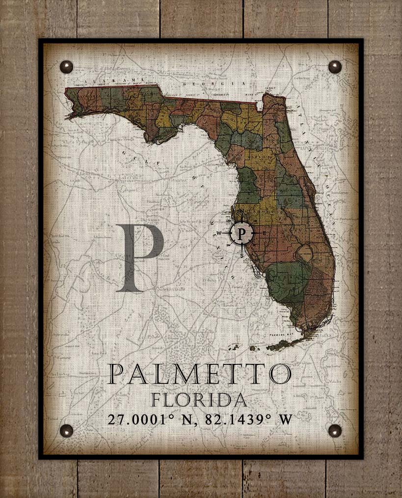 Palemetto Florida Vintage Design On 100% Natural Linen
