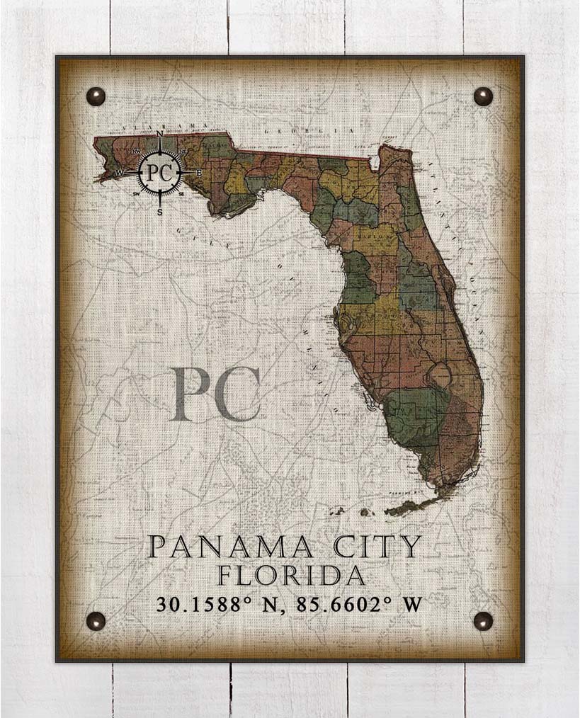 Panama City Florida Vintage Design On 100% Natural Linen