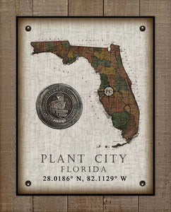Plant City (2) Florida Vintage Design On 100% Natural Linen