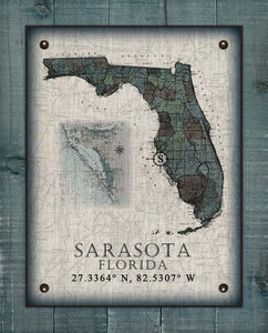 Sarasota Florida Vintage Design On 100% Natural Linen
