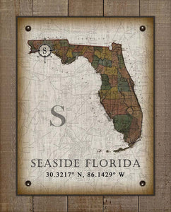 Seaside Florida Vintage Design On 100% Natural Linen