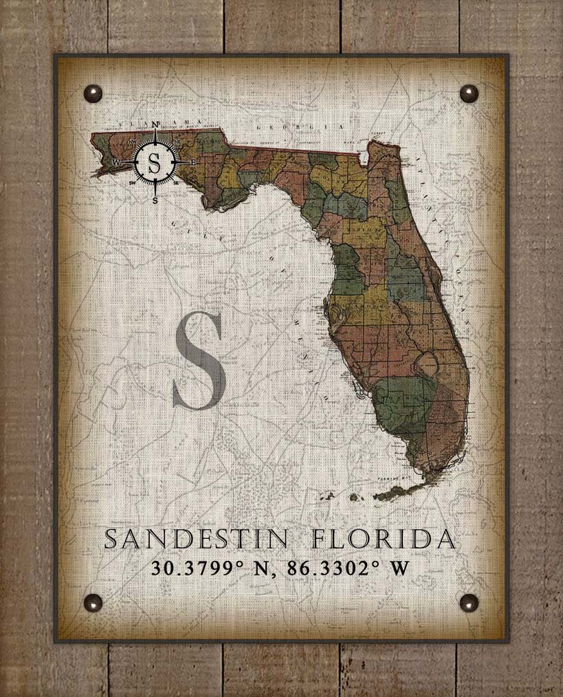 Sandestin Florida Vintage Design On 100% Natural Linen