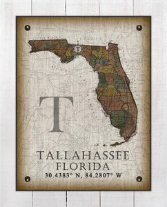 Tallahassee Florida Vintage Design Board Mounted Canvas Print