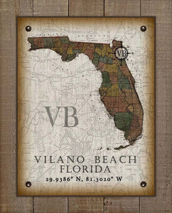 Vilano Beach Florida Vintage Design On 100% Natural Linen