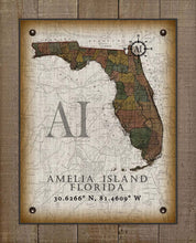 Load image into Gallery viewer, Amelia Island Florida Vintage Design Board Mounted Canvas Print
