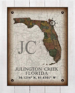 Julington Creek Florida Vintage Design On 100% Natural Linen