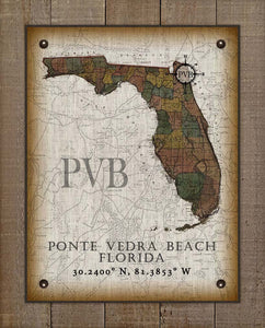 Ponte Vedra Beach Florida Vintage Design On 100% Natural Linen