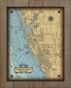 Venice Florida Nautical Chart On 100% Natural Linen
