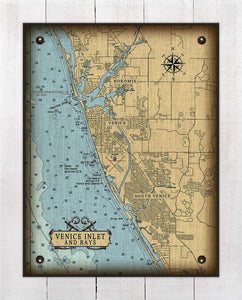 Venice Florida Nautical Chart On 100% Natural Linen