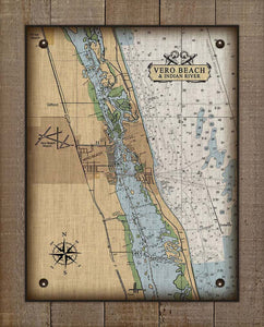 Vero Beach Nautical Chart On 100% Natural Linen