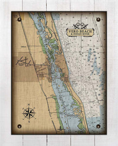 Vero Beach Nautical Chart On 100% Natural Linen