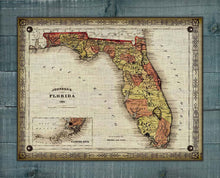 Load image into Gallery viewer, 1864 Florida Vintage Map On 100% Natural Linen
