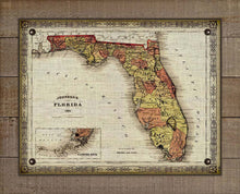 Load image into Gallery viewer, 1864 Florida Vintage Map On 100% Natural Linen
