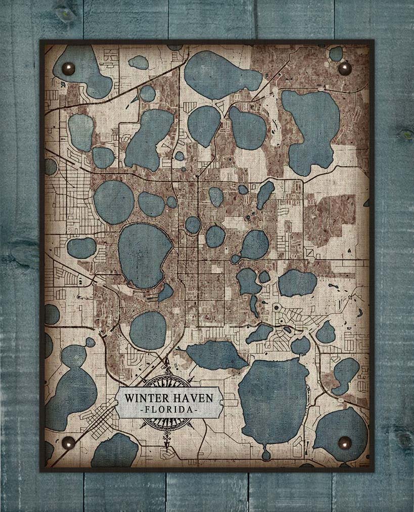 Winterhaven Map On 100% Natural Linen