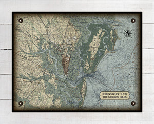 Brunswick And Golden Islands -Georgia- Nautical Chart - Board Mounted Canvas Print