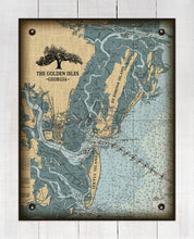 Load image into Gallery viewer, Golden Isles (blue) -Jekyll, St Simons &amp; Sea Island Nautical Chart - On 100% Natural Linen
