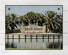 Load image into Gallery viewer, Jekyll Island Welcome Sign - On 100% Natural Linen
