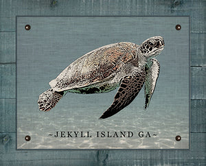 Jekyll Island Sea Turtle - On 100% Natural Linen