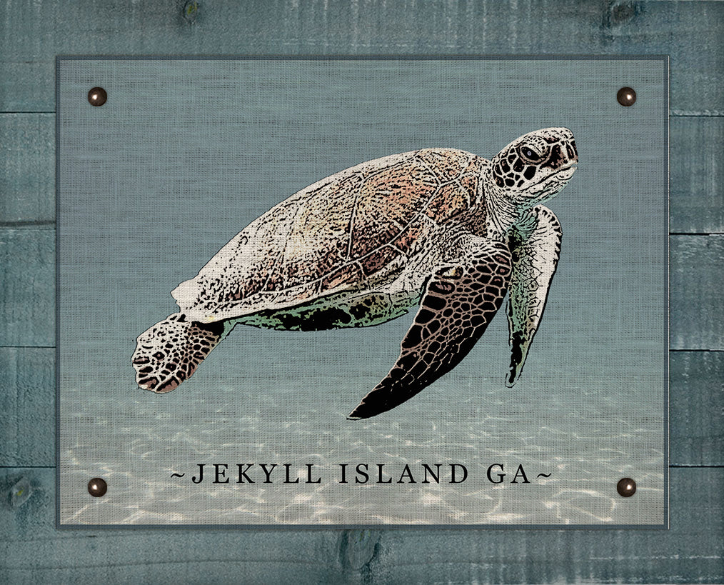 Jekyll Island Sea Turtle - On 100% Natural Linen