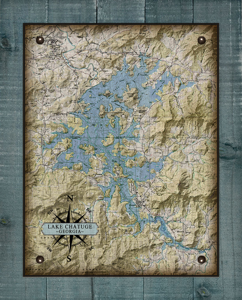 Lake Chatuge Georgia - On 100% Natural Linen